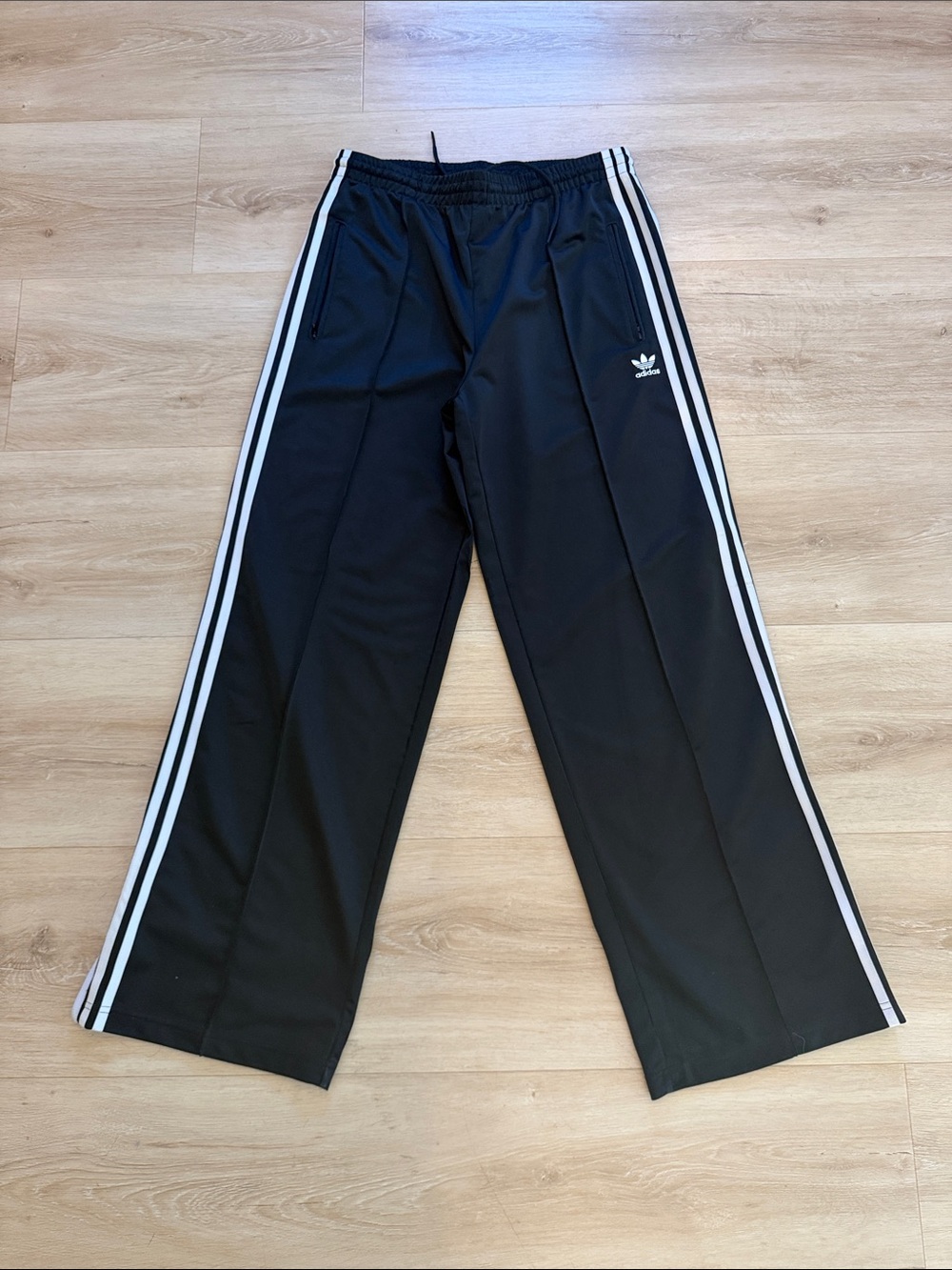 Adidas womens Black Three-Stripe Track Pants